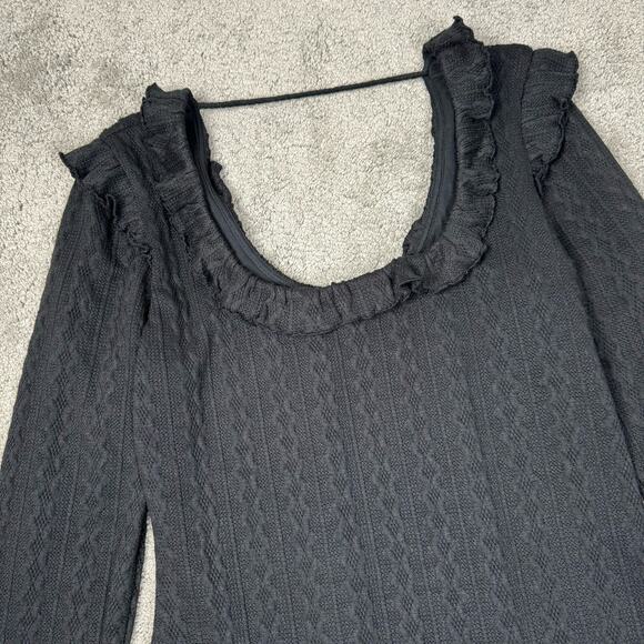 19 Cooper Ruffle Long Sleeve Knit Dress Black XL Coquette Whimsigoth Romantic - Picture 11 of 13